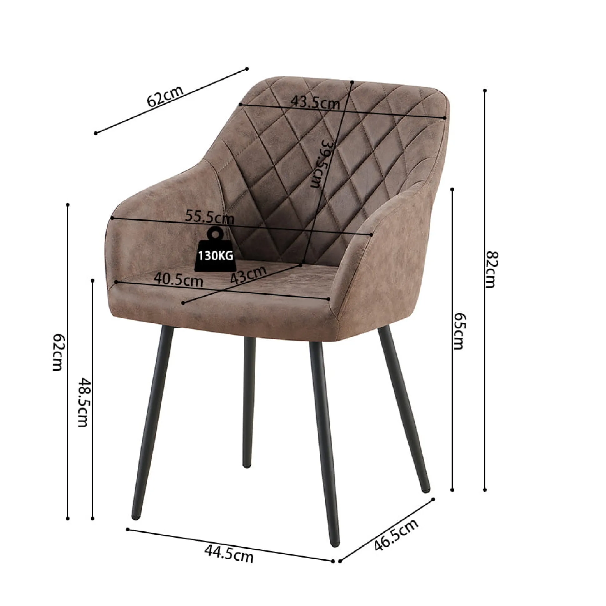 Armstoel Arno Bruin – Set van 2