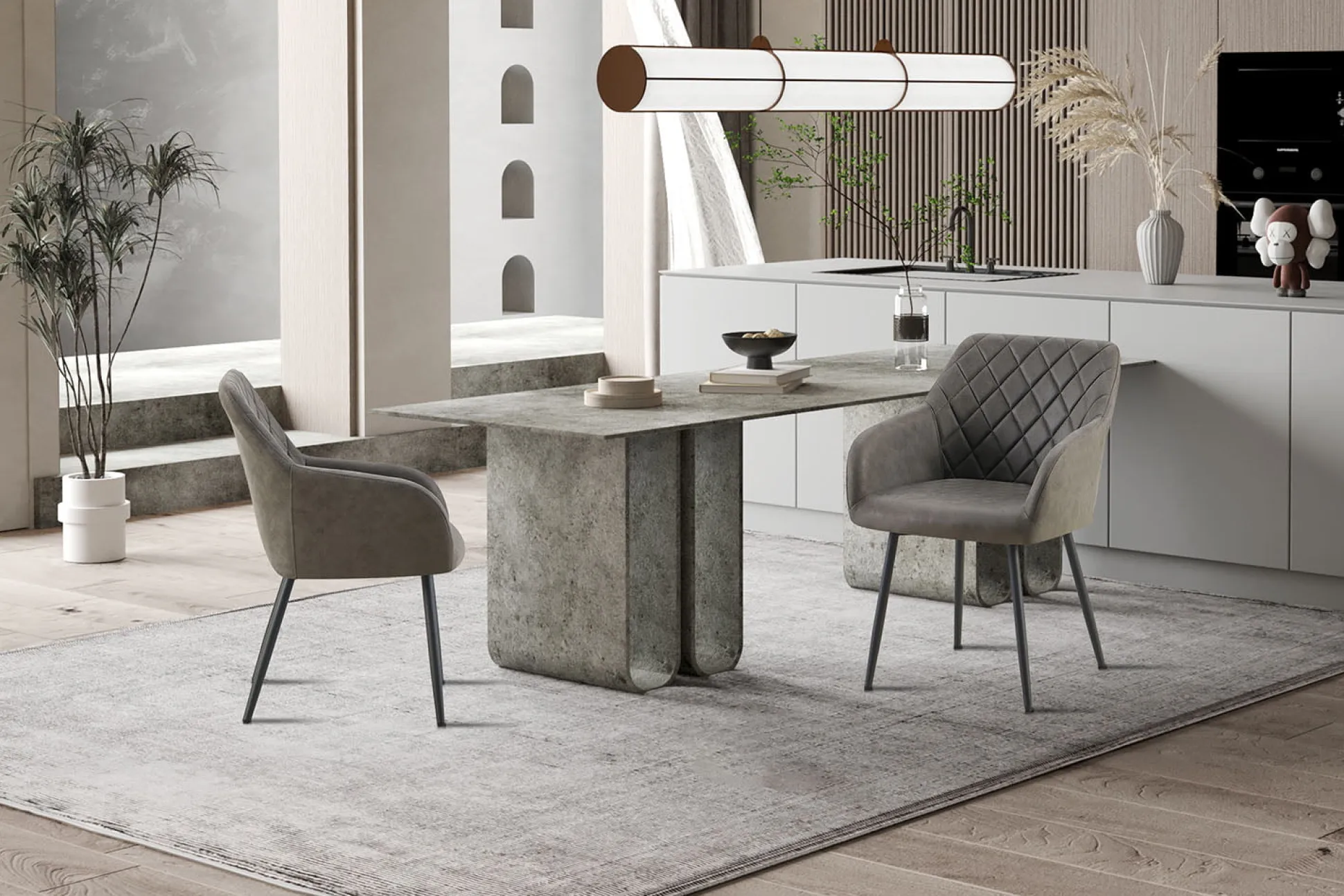 Armstoel Arno Grijs – Set van 2