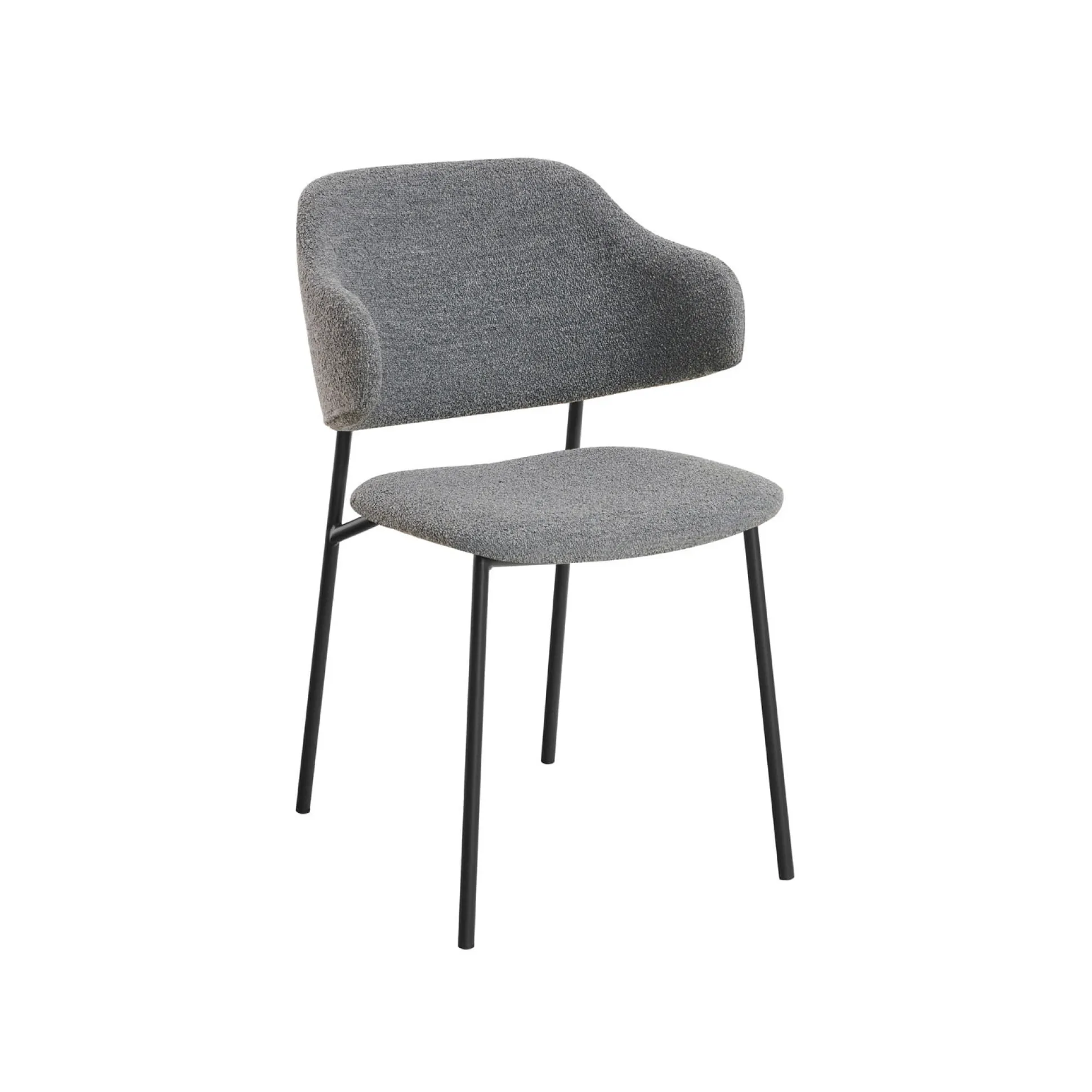 Armstoel Didi Donkergrijs Bouclé – Set van 2