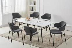 Armstoel Didi Donkergrijs Bouclé – Set van 2