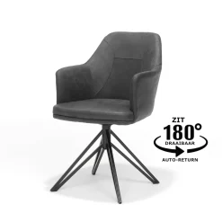 Armstoel Melvin Antraciet – Set van 2