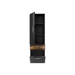 Badkamer kolomkast Ilse Antraciet Walnoot Curve