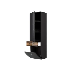 Badkamer kolomkast Ilse Antraciet Walnoot Curve