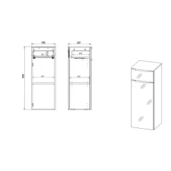 Badkamer Kolomkast Philip Grafiet-Zilver 93 cm