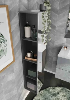 Badkamer Kolomkast Philip Grafiet-Zilver 144 cm