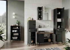 Badkamer kolomkast Serpa Grafiet Eiken 123 cm