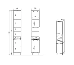 Badkamerkolomkast Abrantes Grafiet Wit