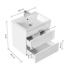 Badmeubel Atlanta Wit Hoogglans 60 cm