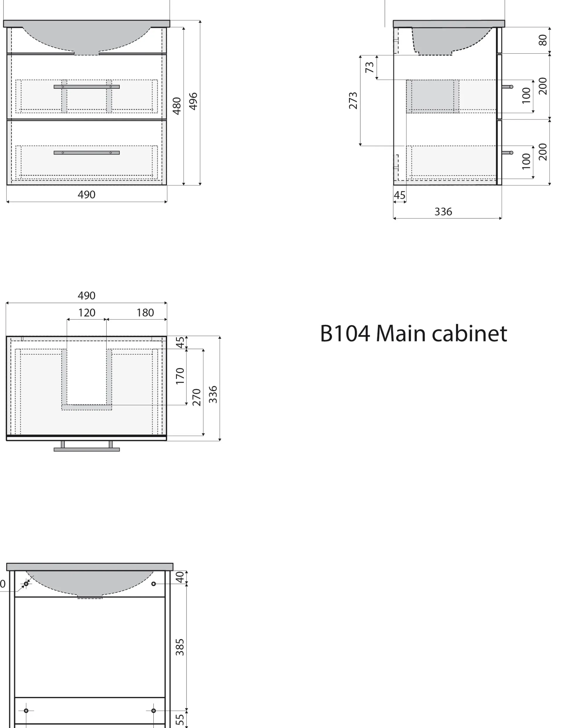 Badmeubel Austin Wit Hoogglans 50 cm