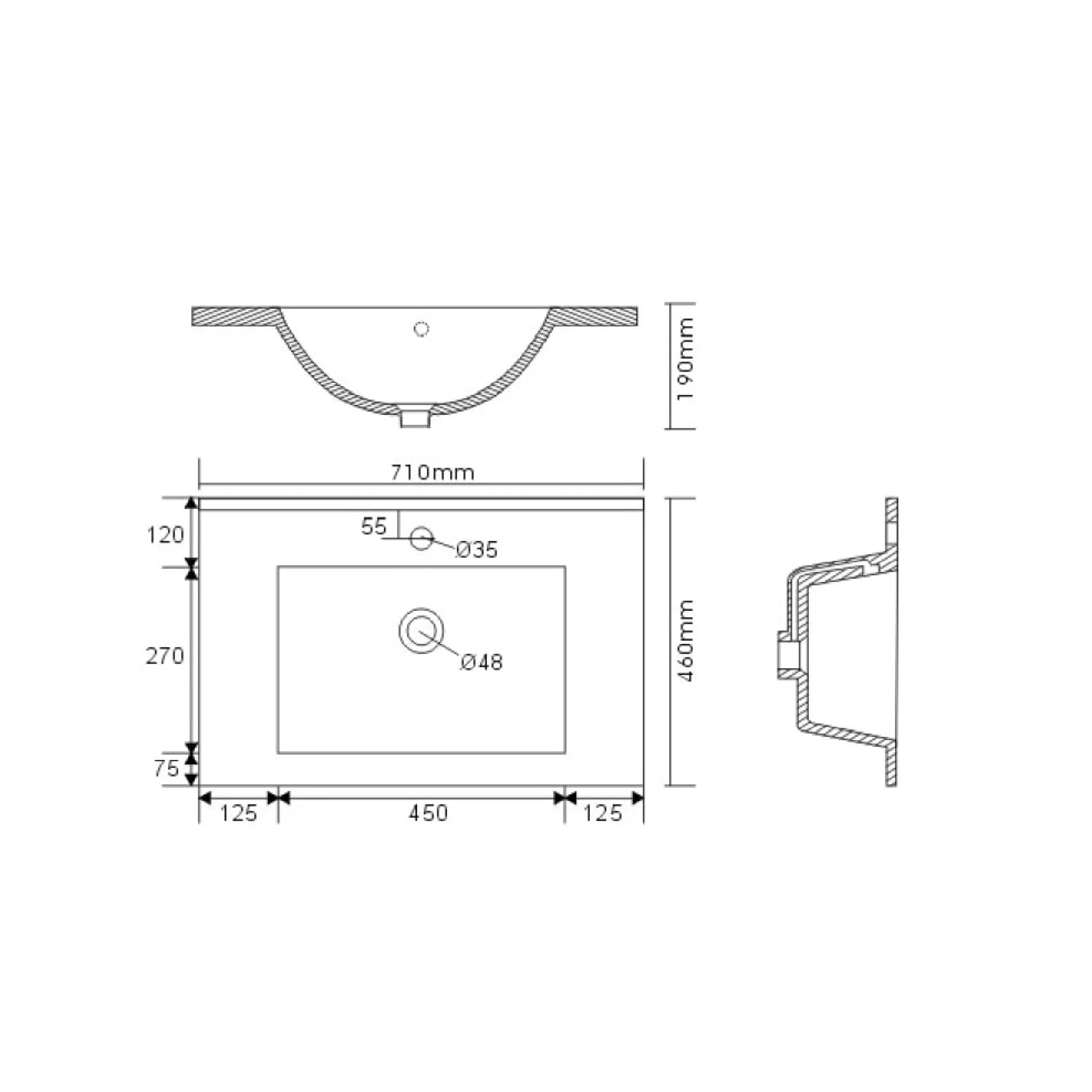 Badmeubel Bilbao Grafiet 70 cm