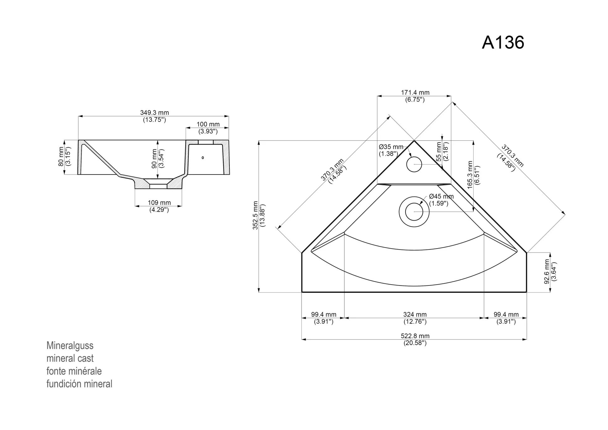 Badmeubel Como Grafiet 52 cm