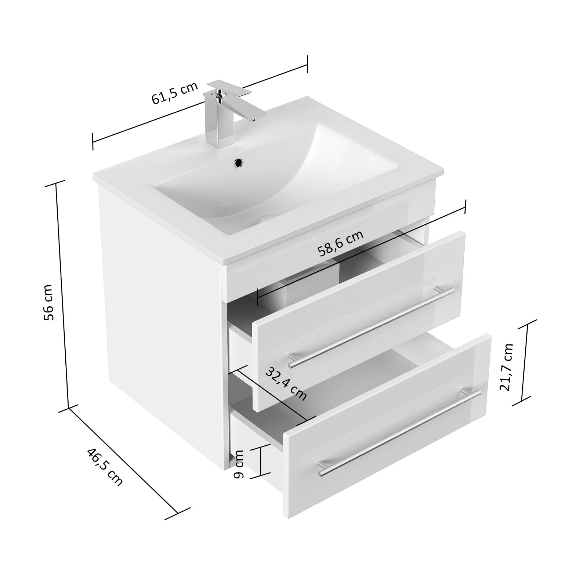 Badmeubel Luton Grafiet 60 cm