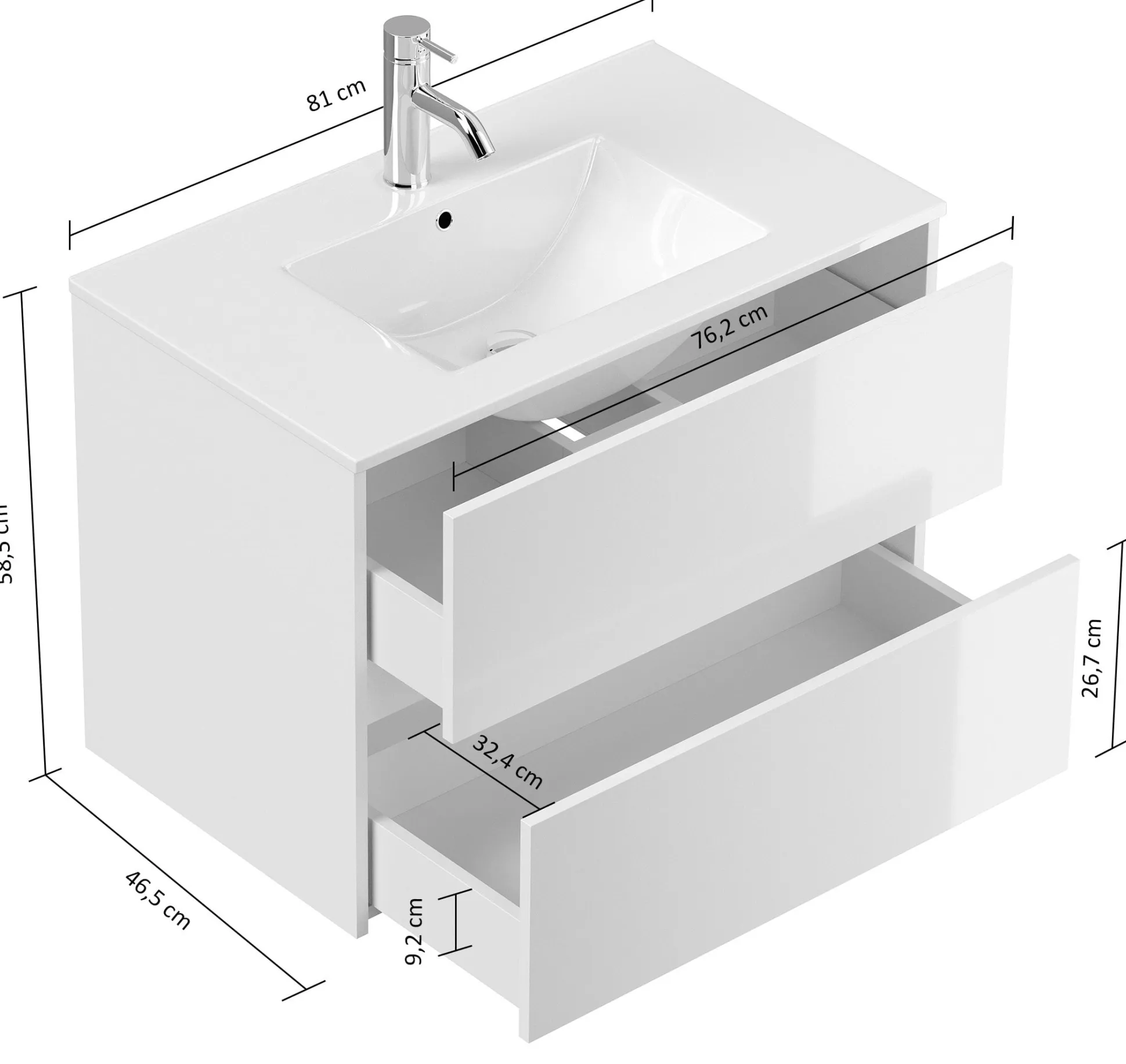 Badmeubel Phoenix Grafiet 80 cm