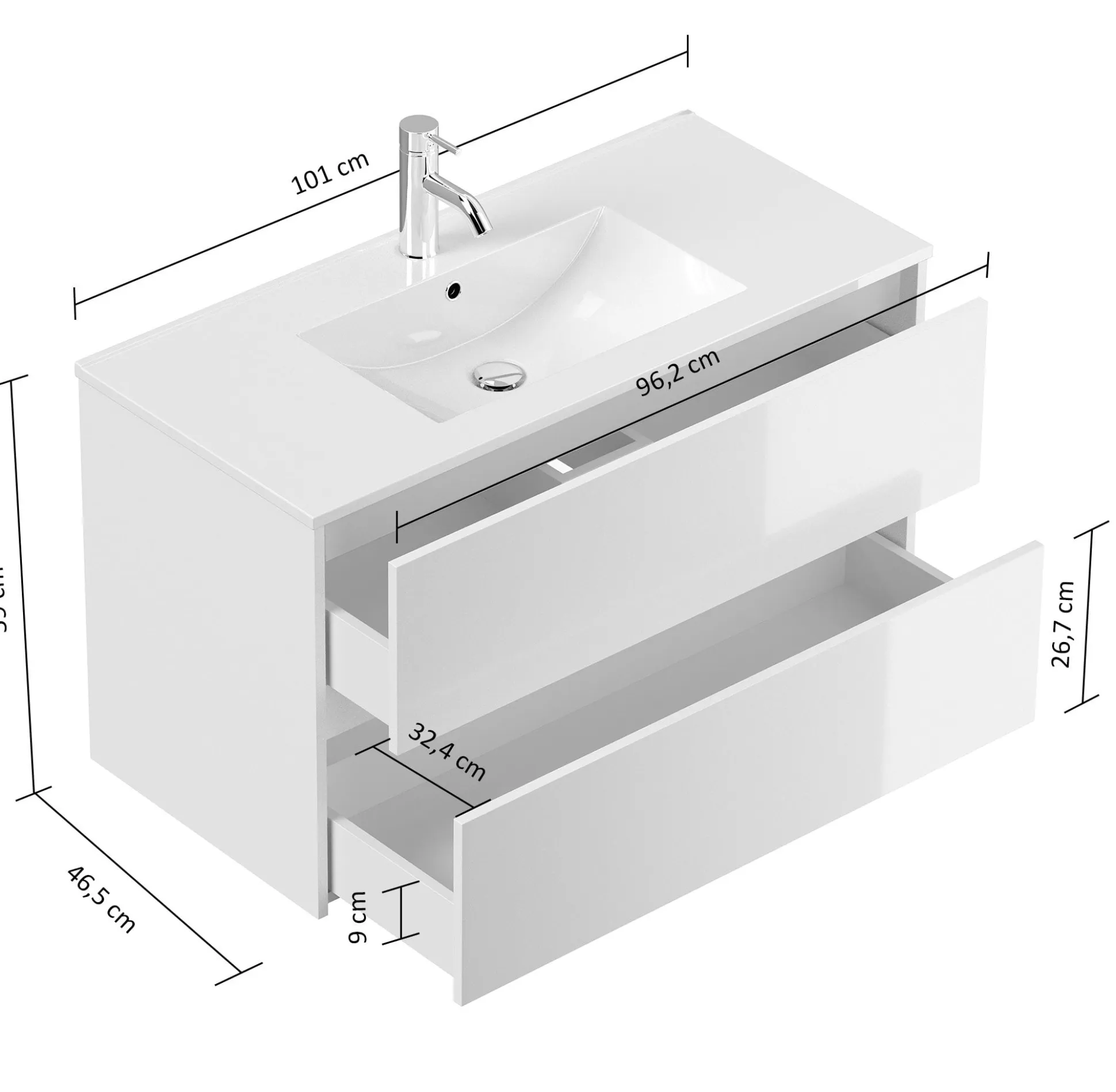 Badmeubel Phoenix Grafiet 100 cm