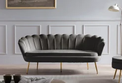 Bank Chanelle Velvet Zwart 180 cm