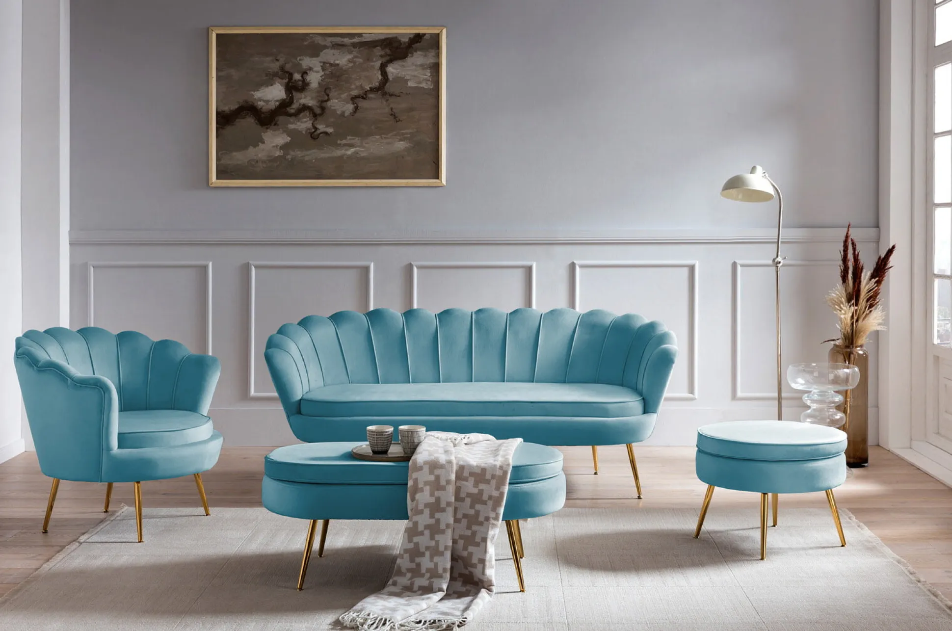 Barkruk Chanelle Velvet Blauw – Set van 2