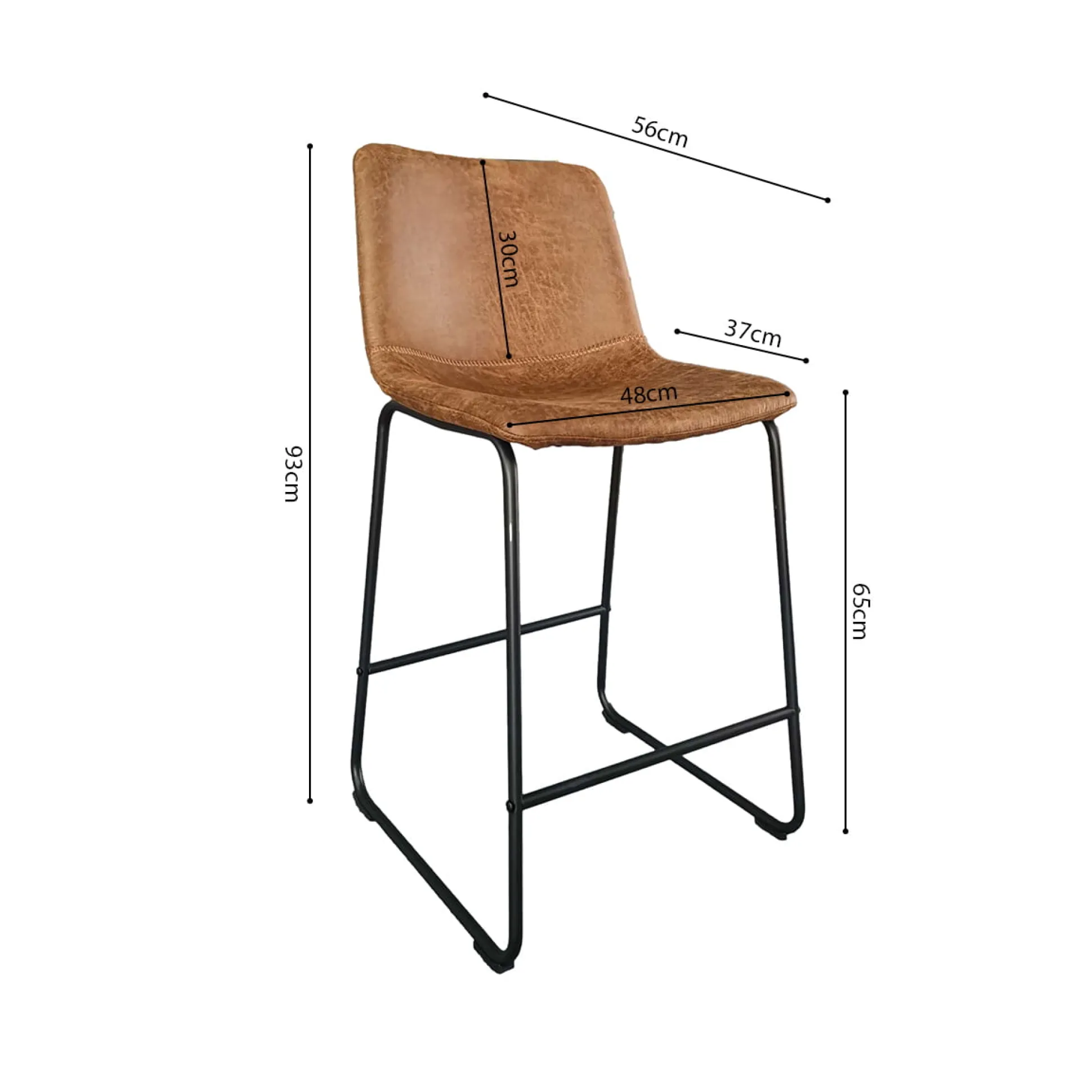 Barkruk Logan Cognac Kunstleer – Set van 2