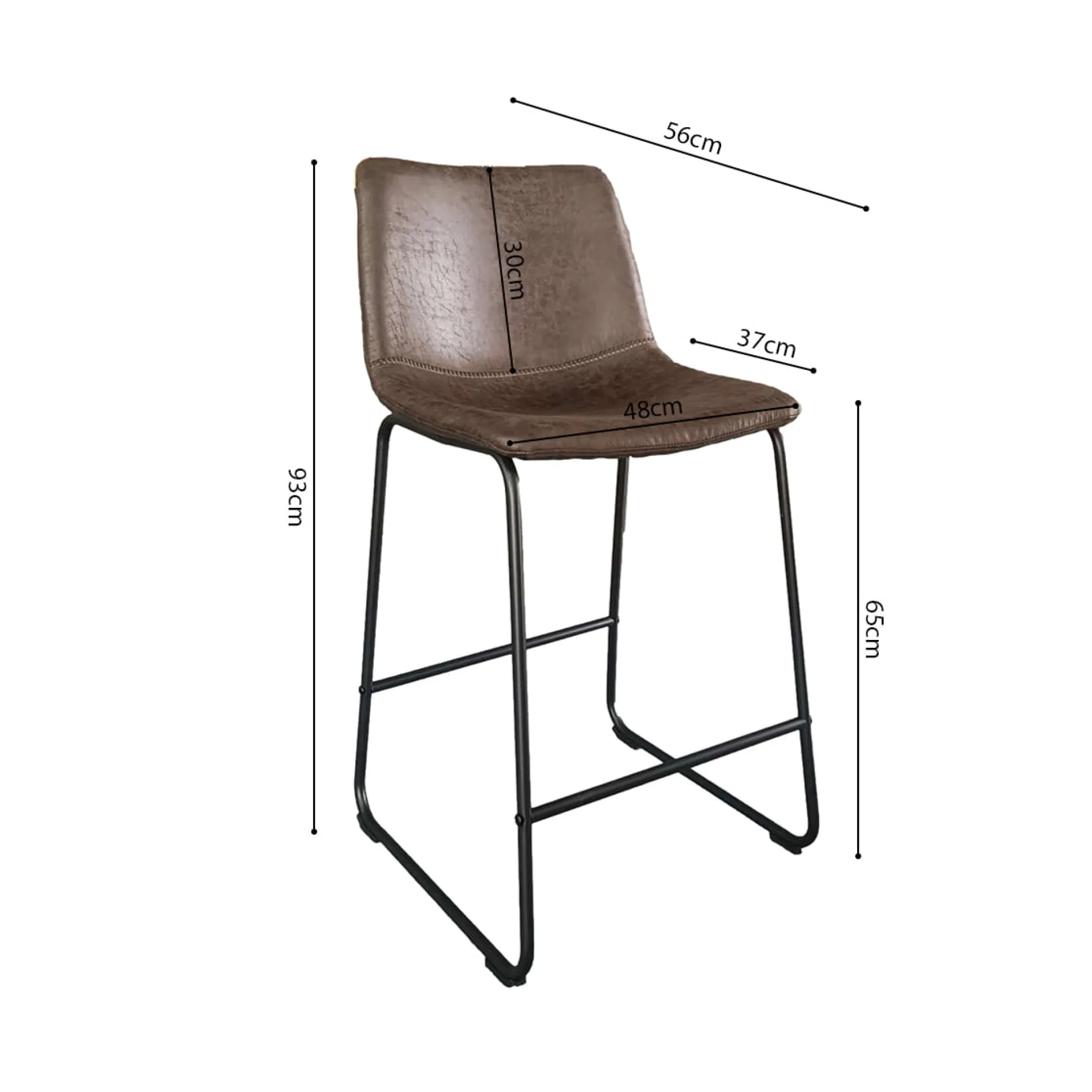 Barkruk Logan Donkerbruin Kunstleer – Set van 2