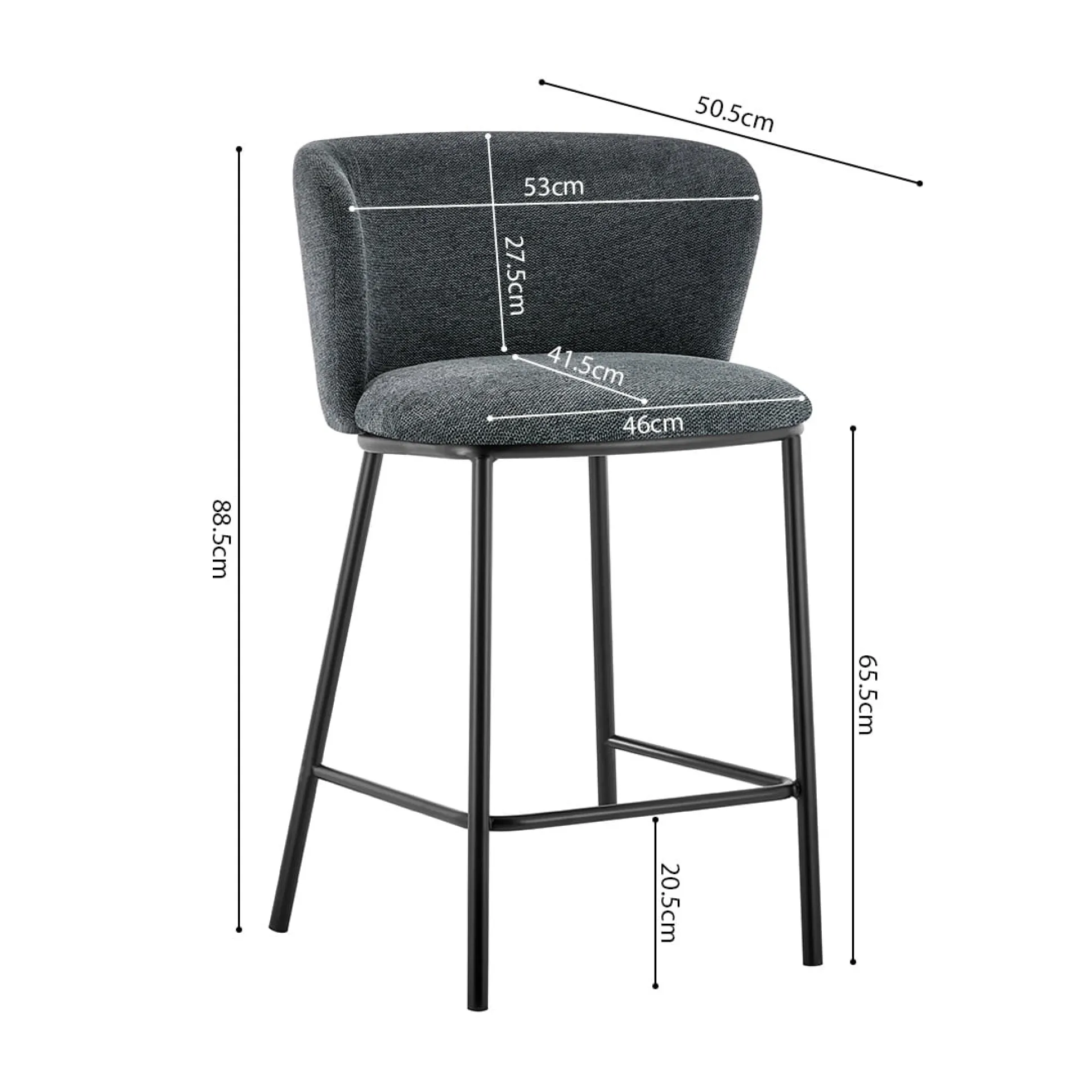 Barkruk Lynn Donkergrijs – Set van 2