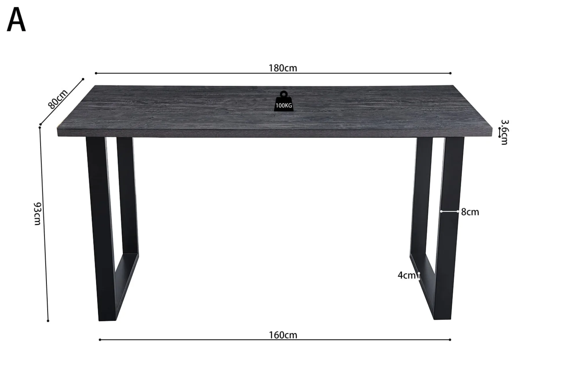 Bartafel Eugene Donkerbruin 180cm