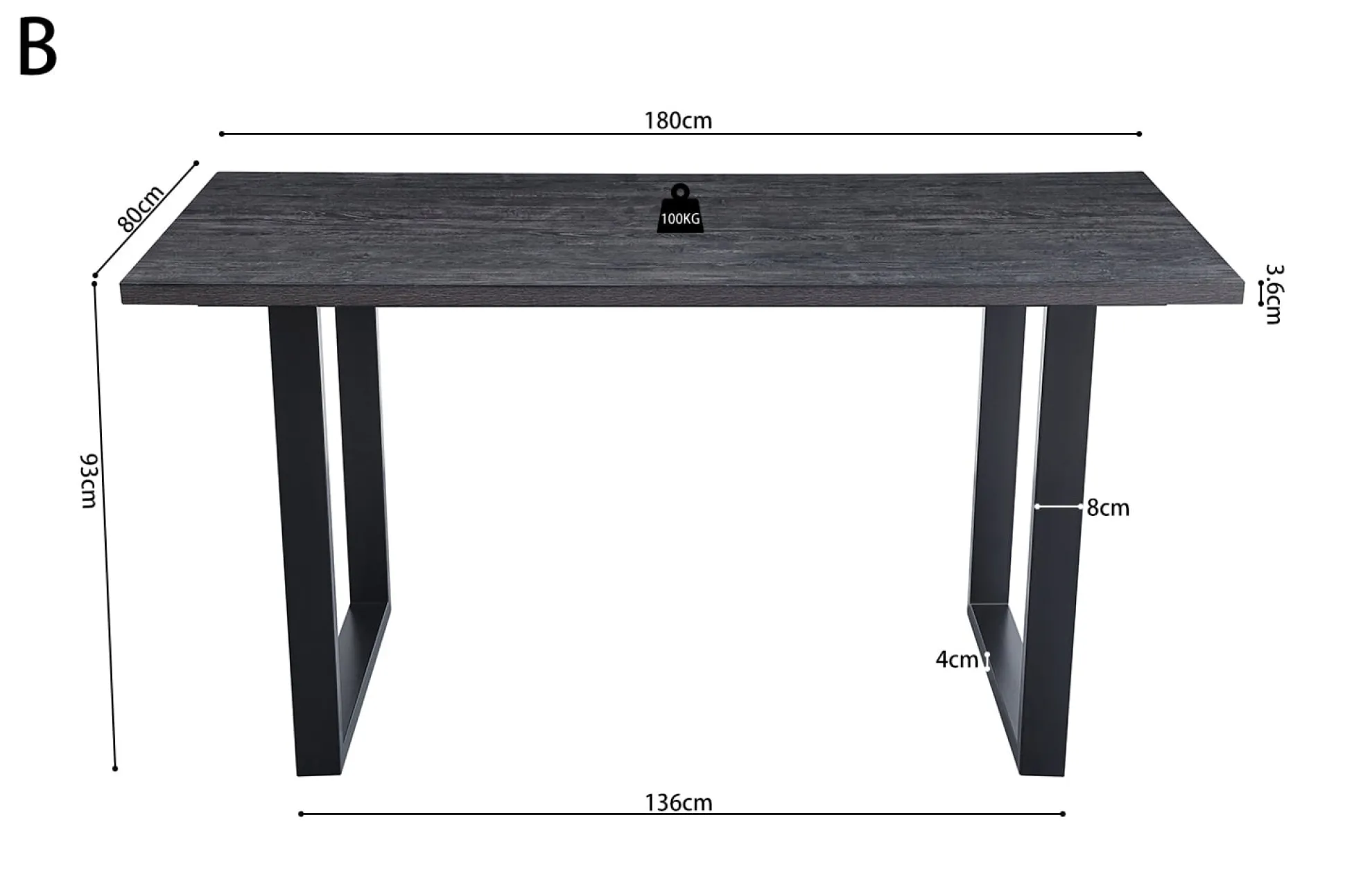 Bartafel Eugene Donkerbruin 180cm