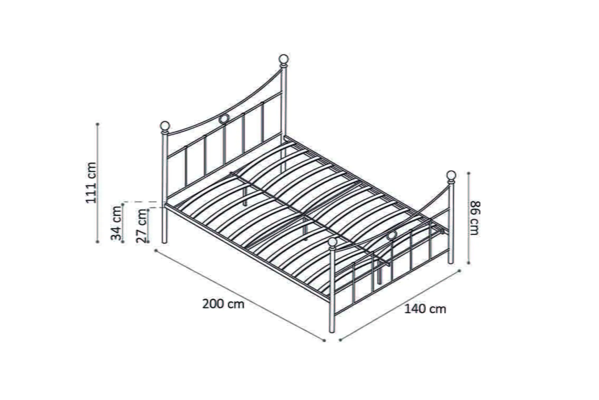 Bed Molly Zwart 140x200cm