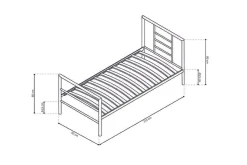 Bed Patrick Grijs 90x200cm