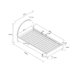 Bed Victoria Bouclé Grijs 90×200 cm