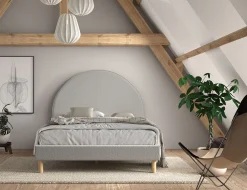 Bed Victoria Bouclé Grijs 140×200 cm