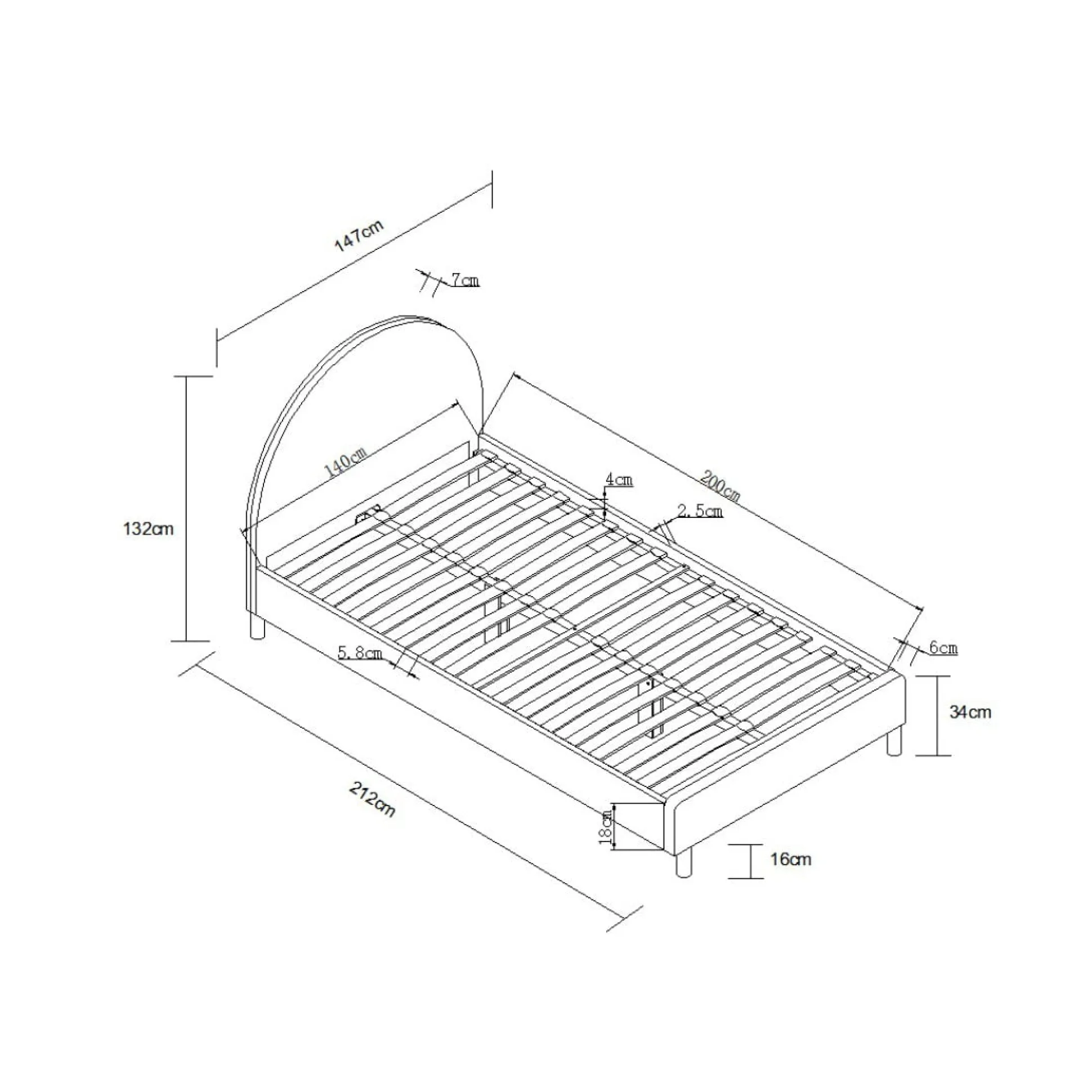 Bed Victoria Bouclé Groen 140×200 cm