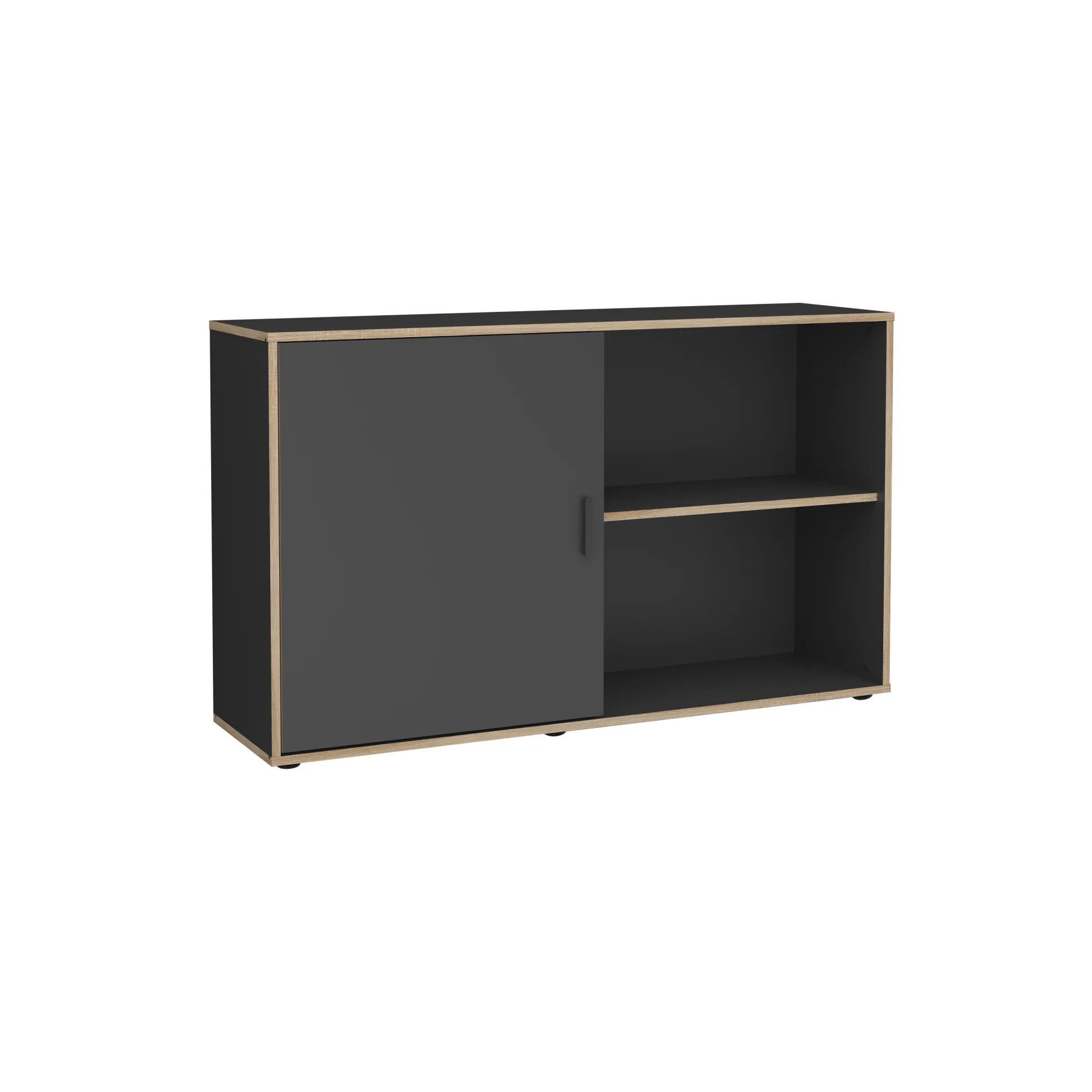 Bijzetkast Fabian Antraciet Eiken