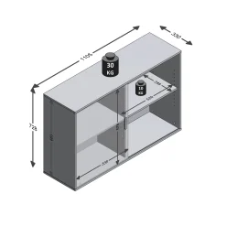 Bijzetkast Fabian Antraciet Eiken