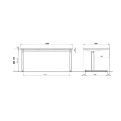 Bureau Discovery Lichtgrijs Zwart 160 cm