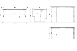 Bureau Galileo Grafiet 140 cm
