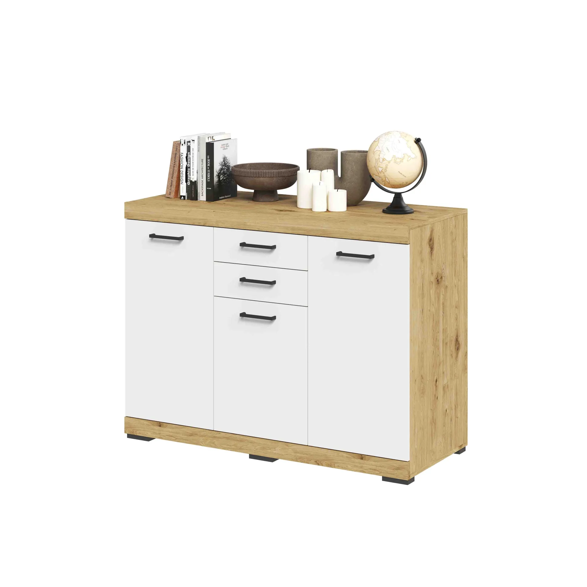 Dressoir Hermes Artisan Eiken Wit 120x50x90 cm