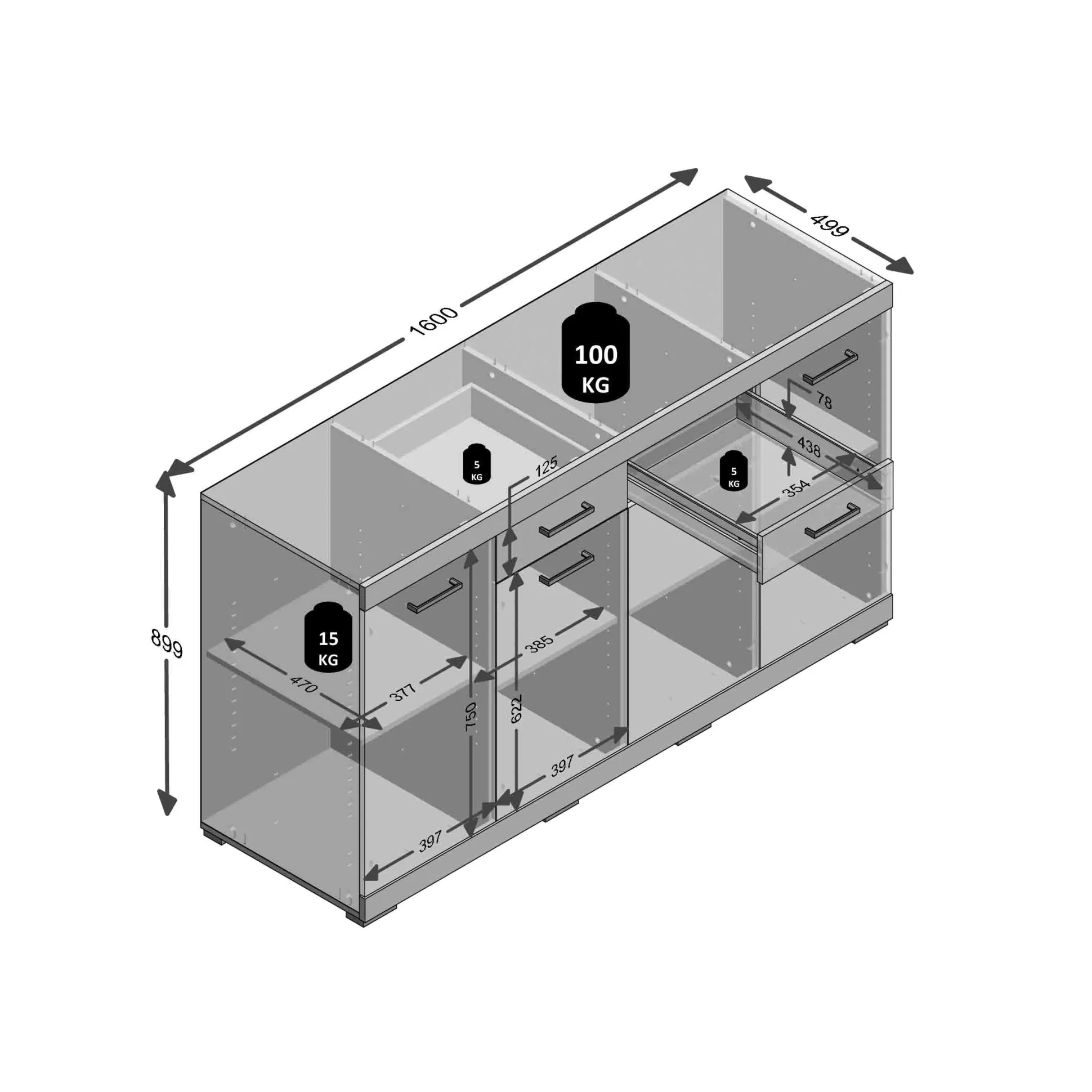 Dressoir Hermes Vintage 160x50x90 cm