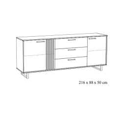 Dressoir Myron Eiken 216 cm
