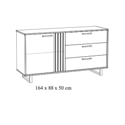 Dressoir Myron Zwart 164 cm