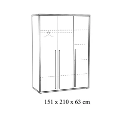 Driedeurskast Yumi Eiken