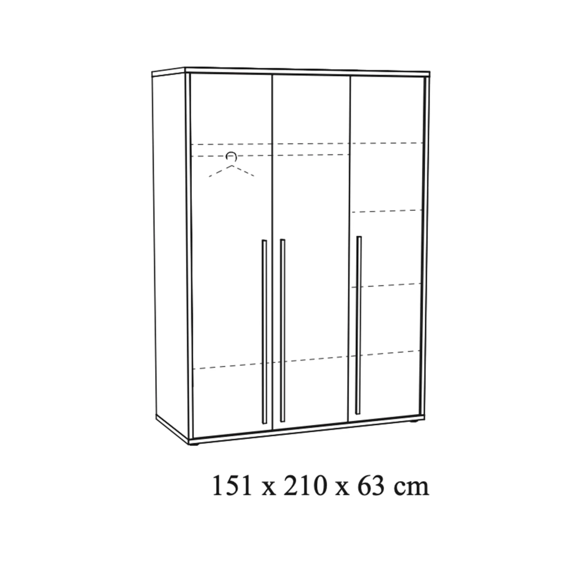 Driedeurskast Yumi Eiken