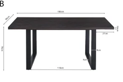 Eetkamertafel Eugene Donkerbruin 180cm