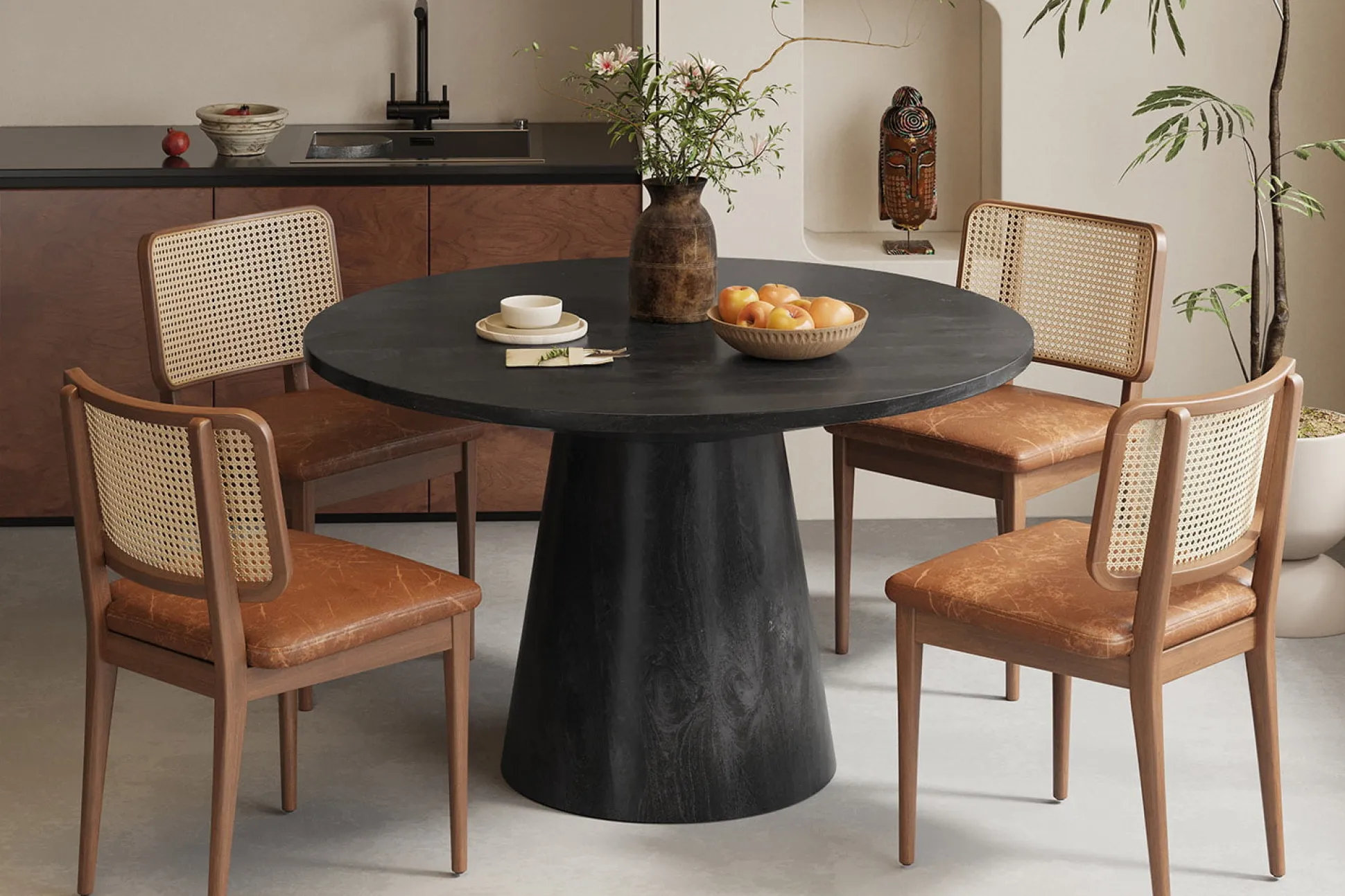 Eetkamertafel Florance Zwart Rond 130 cm