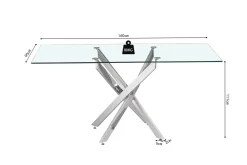 Eetkamertafel Martijn Glas 160 cm