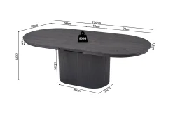 Eetkamertafel Odile Donkerbruin 180-220cm Ovaal