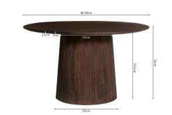 Eetkamertafel River Rond Donkerbruin 130 cm
