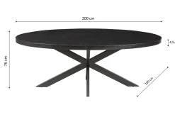 Eetkamertafel Scarlett Magnolia Zwart 200 cm