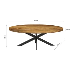 Eetkamertafel Scarlett Magnolia Naturel 200 cm