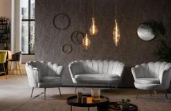 Fauteuil Chanelle Velvet Lichtgrijs 136 cm