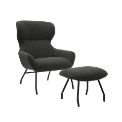 Fauteuil en poef Kaya Antraciet
