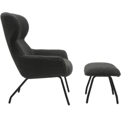 Fauteuil en poef Kaya Antraciet